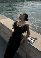 Anastasia - Luxurious Feather Maxi Dress Olivia The Label