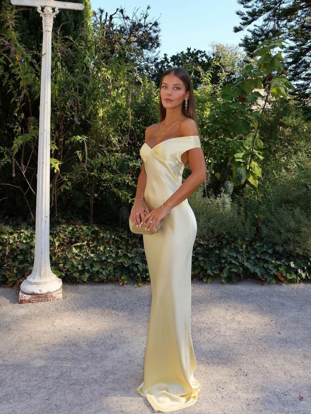 Annabelle - Satin Backless Maxi Dress Olivia The Label Yellow XS