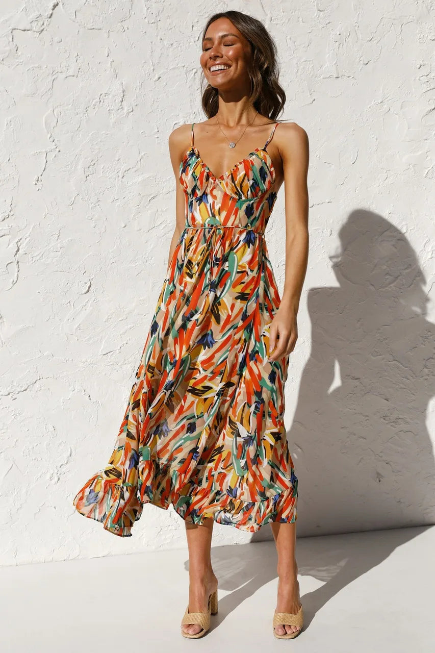 Naomi - Elegant Maxi Dress Olivia The Label Orange XS