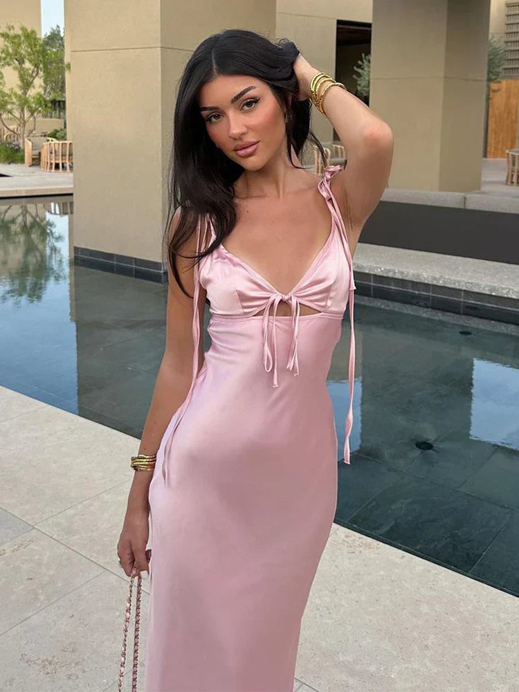 Penelope - Sleeveless Satin Maxi Dress Olivia The Label