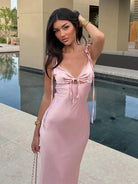 Penelope - Sleeveless Satin Maxi Dress Olivia The Label