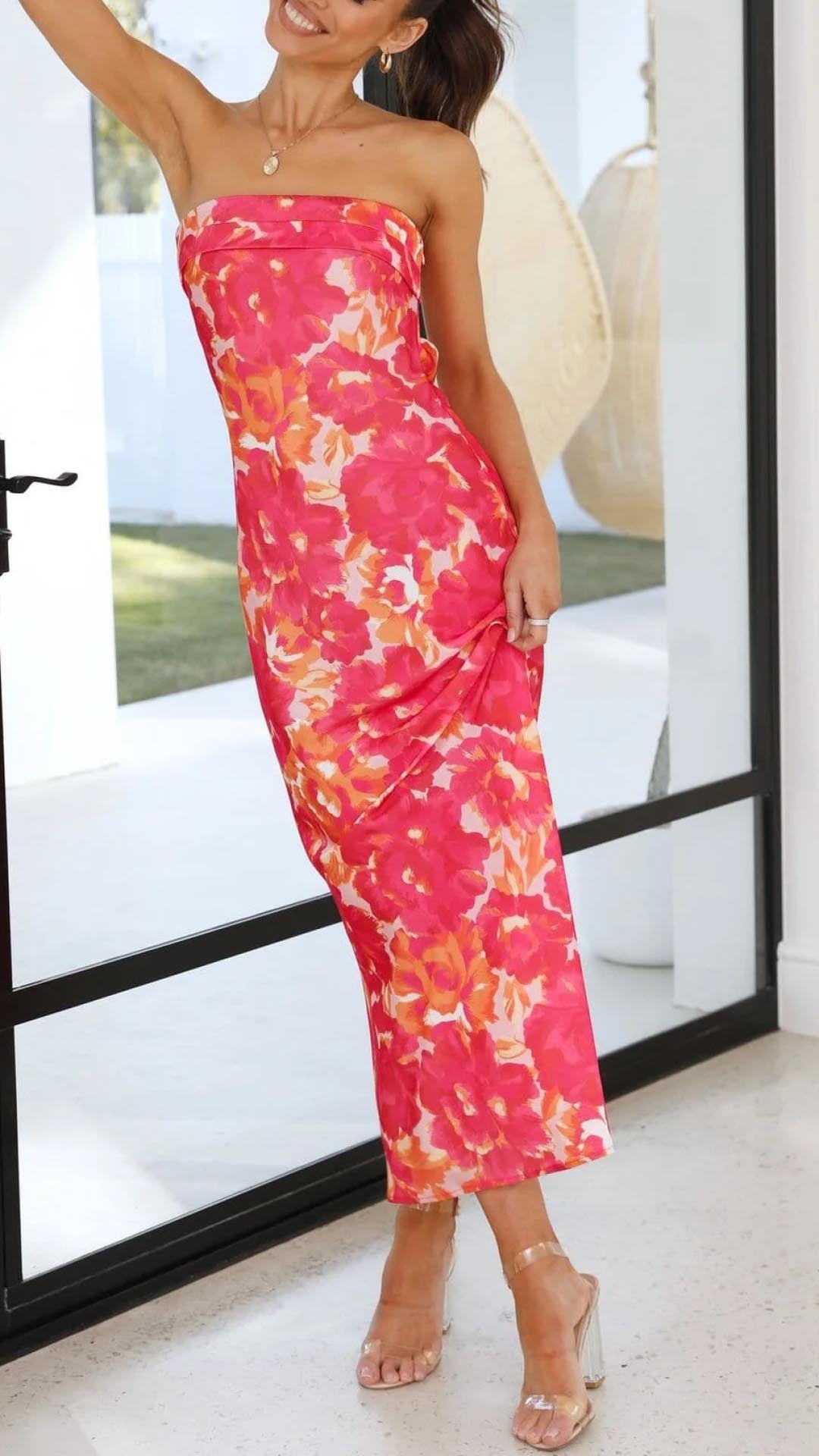 Rosalind - Chic Strapless Midi Dress Olivia The Label