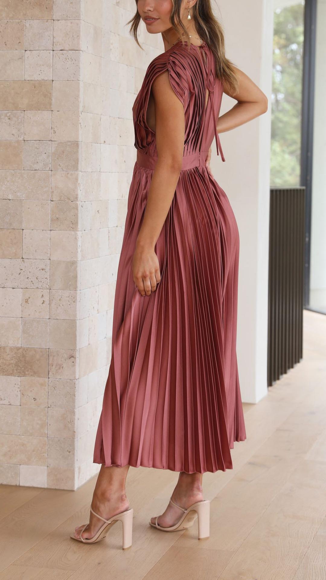 Seren - Deep V-Neck Maxi Dress Olivia The Label
