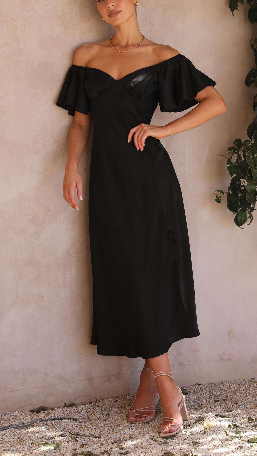 Nalani - Butterfly Sleeve Off-Shoulder Maxi Dress Olivia The Label