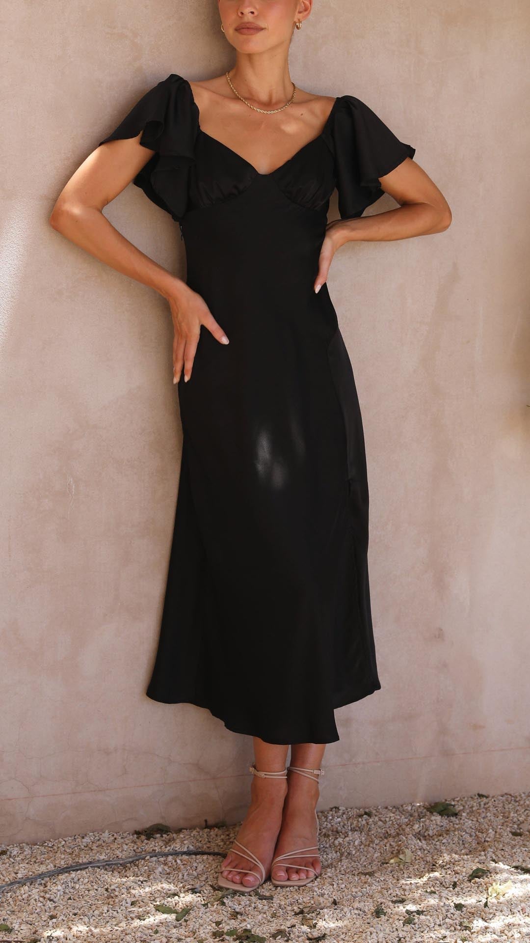 Nalani - Butterfly Sleeve Off-Shoulder Maxi Dress Olivia The Label