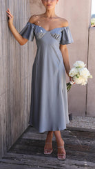 Nalani - Butterfly Sleeve Off-Shoulder Maxi Dress Olivia The Label Blue XS
