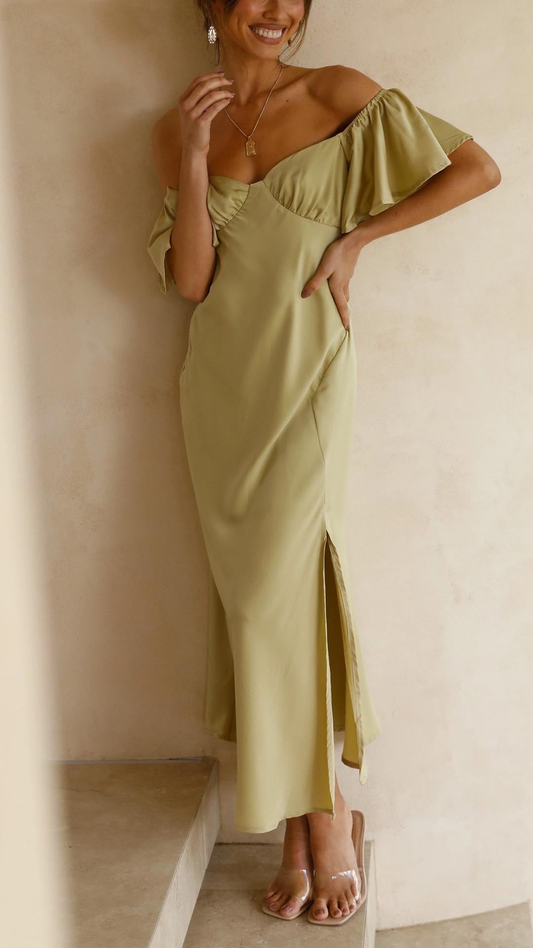 Nalani - Butterfly Sleeve Off-Shoulder Maxi Dress Olivia The Label