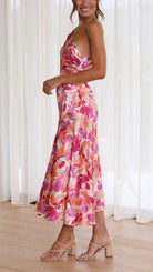 Florence - Floral One Shoulder Midi Dress Olivia The Label