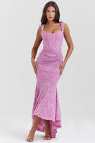 Aria - Elegant Waist Midi Dress Olivia The Label Pink XS