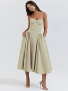 Laura - Waist Shaper Midi Sundress Olivia The Label Green XS