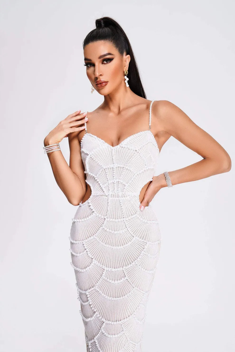 Seren - Pearl Sequin Midi Dress Olivia The Label