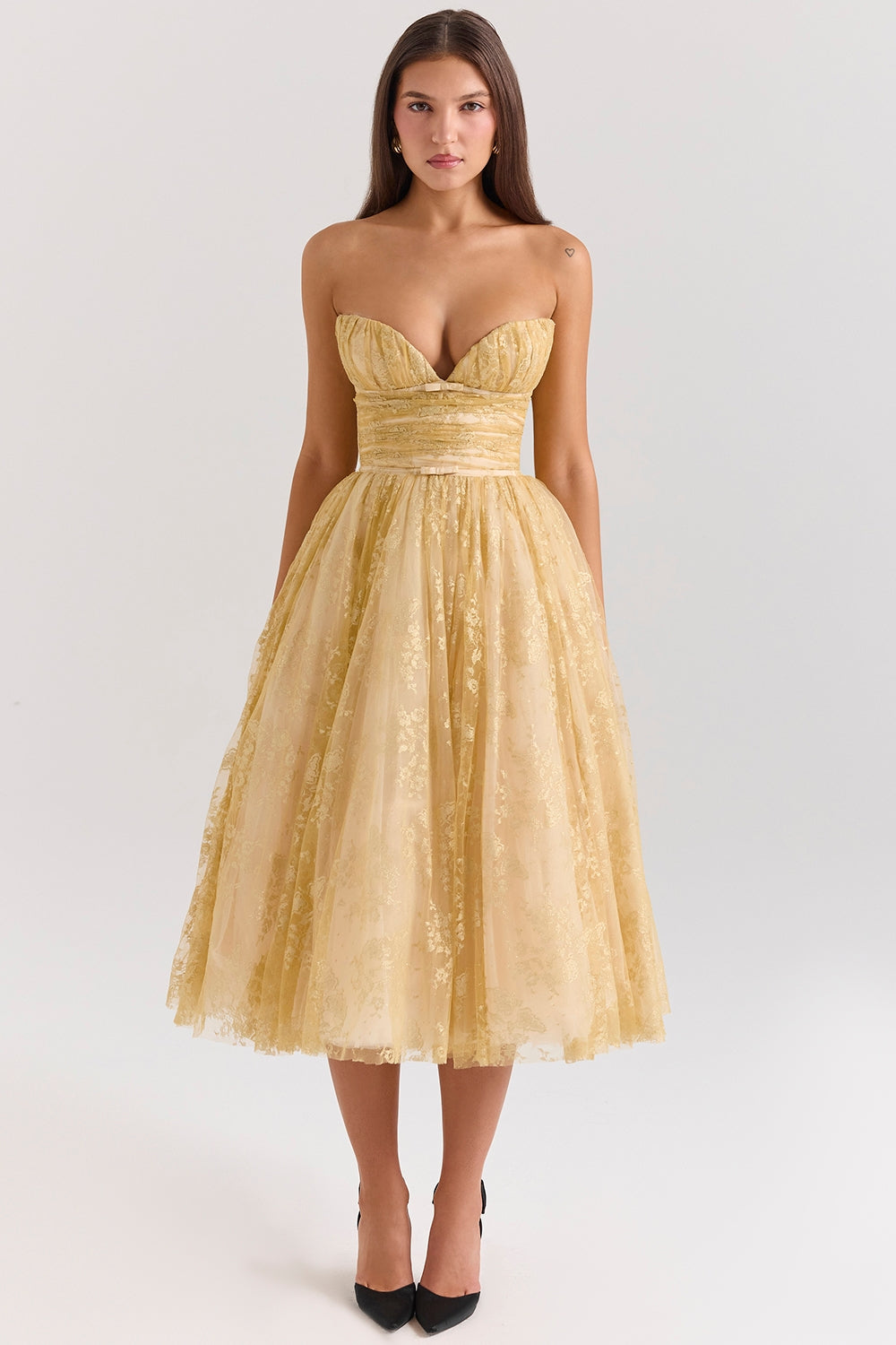 Sorelle - Golden Corset Midi Dress Olivia The Label