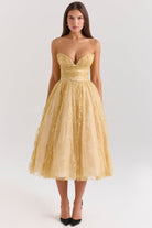 Sorelle - Golden Corset Midi Dress Olivia The Label