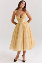 Sorelle - Golden Corset Midi Dress Olivia The Label Gold XS