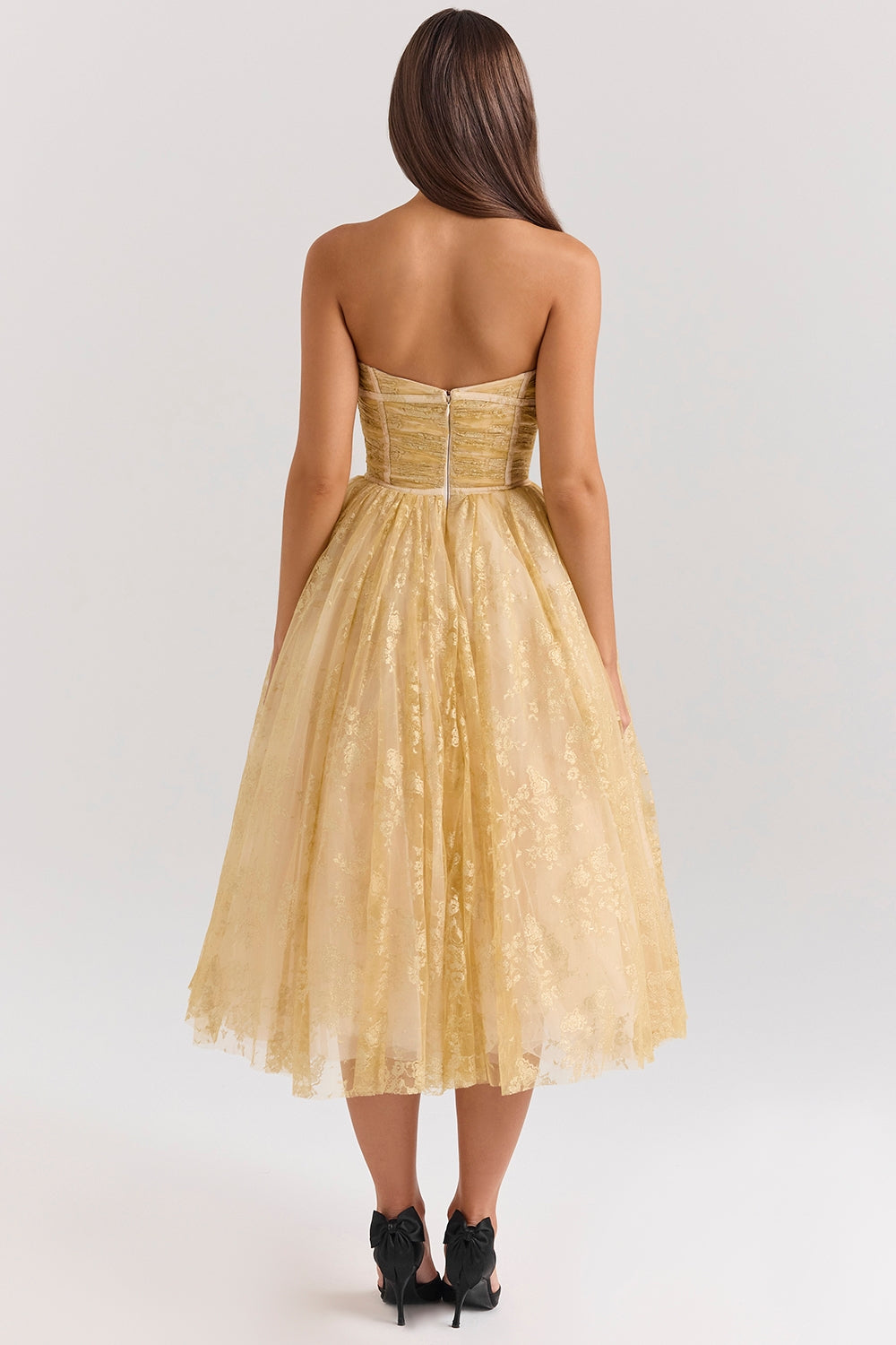 Sorelle - Golden Corset Midi Dress Olivia The Label