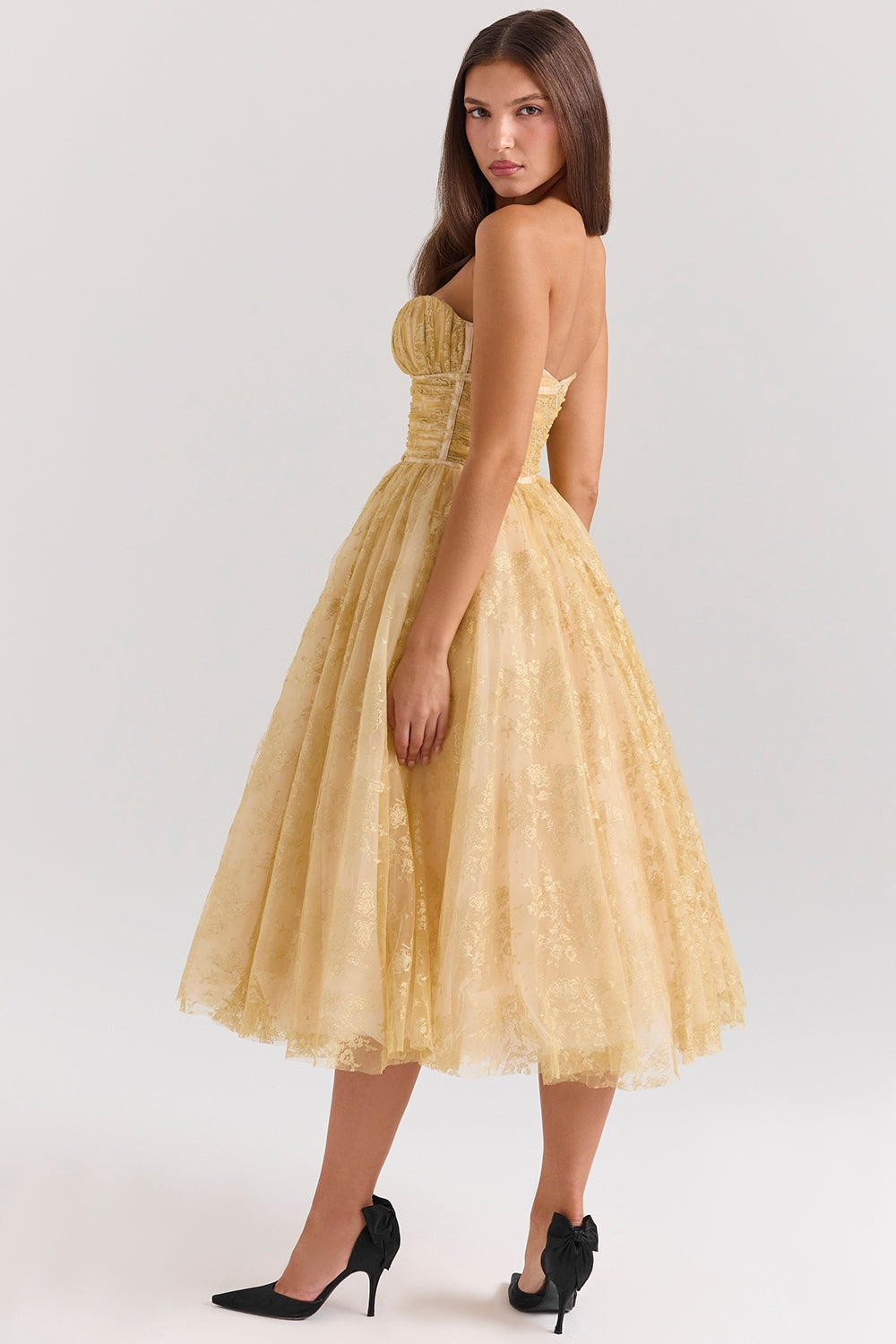 Sorelle - Golden Corset Midi Dress Olivia The Label