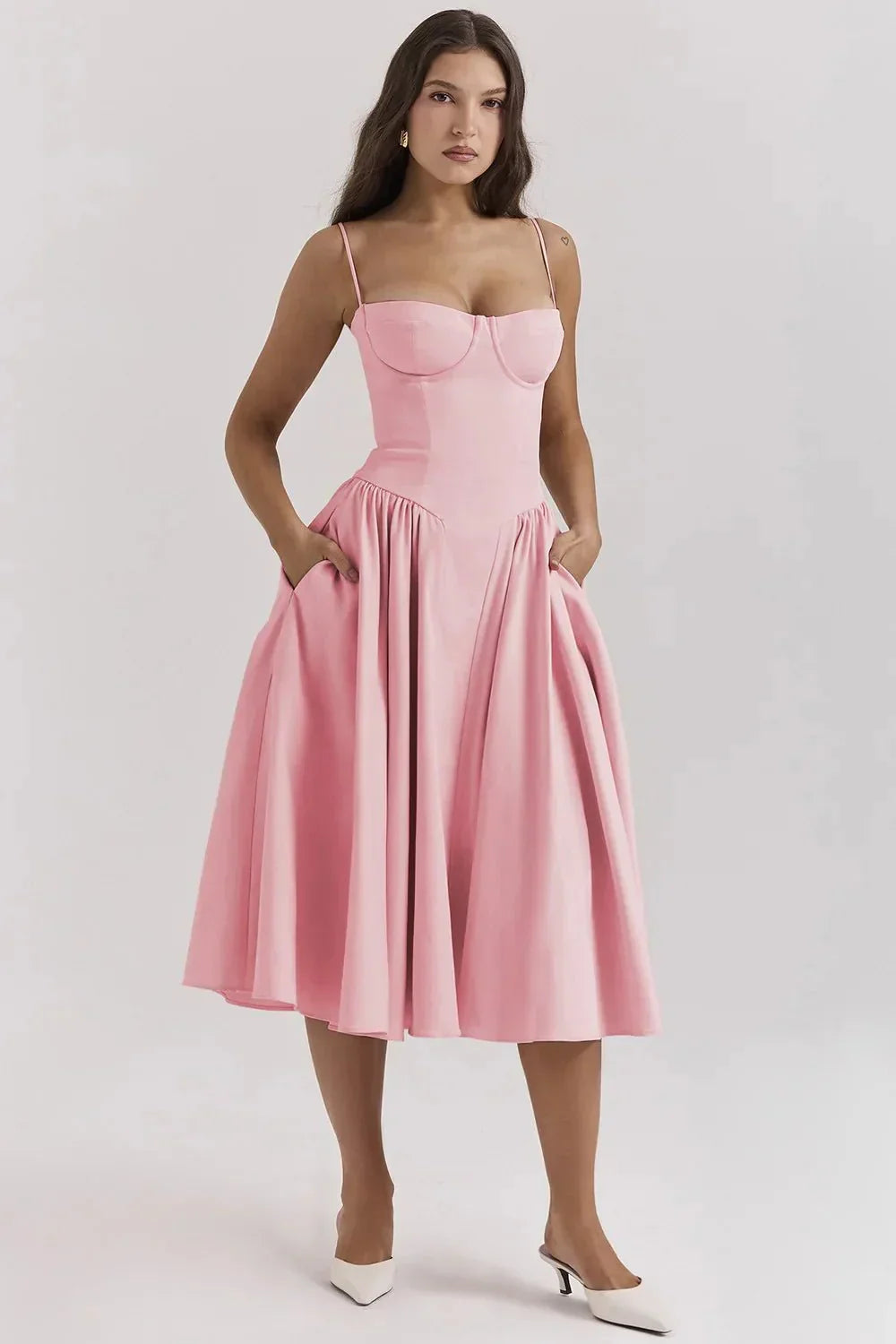 Laura - Waist Shaper Midi Sundress Olivia The Label Pink XS